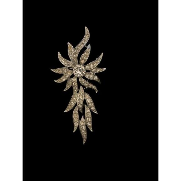 Vintage 1970 Sarah Coventry Rhinestone Starburst Brooch Silver-Tone Metal - Picture 14 of 16